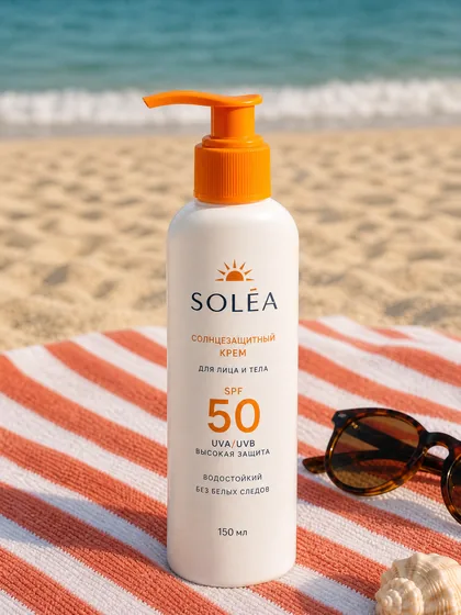 Фото товара для маркетплейса без надписей: солнцезащитный крем SPF 50