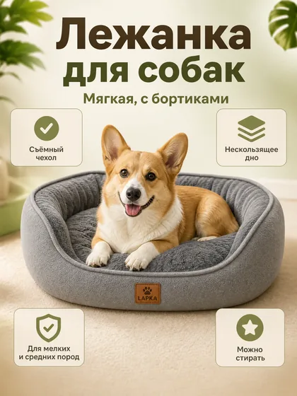 Карточка товара с инфографикой: лежанка для собак