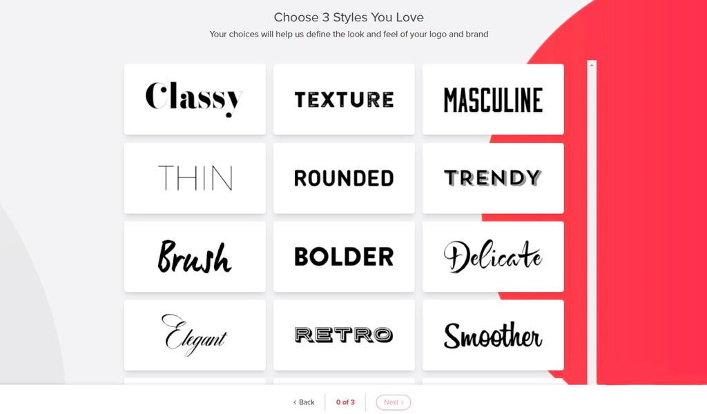 Tailor Brands Выбор шрифта лого
