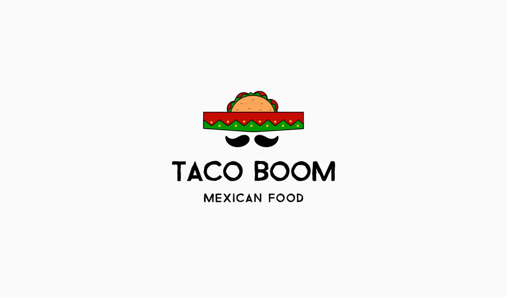 Kreatives Logo: Tacos, Schnurrbart