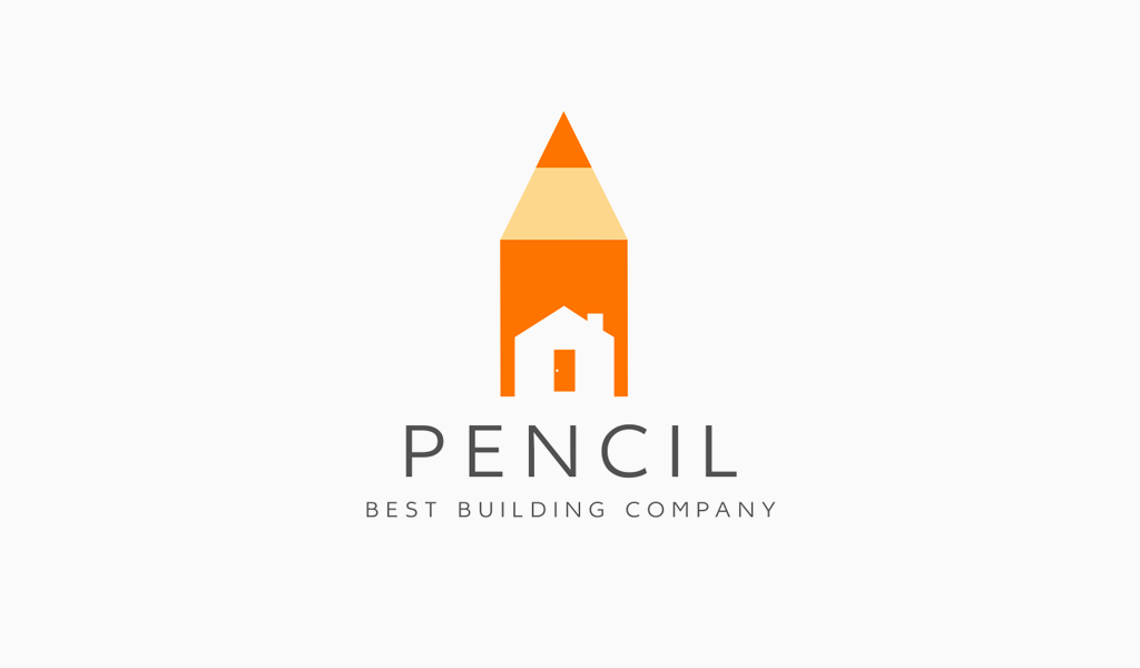 Креативный логотип: карандаш, дом