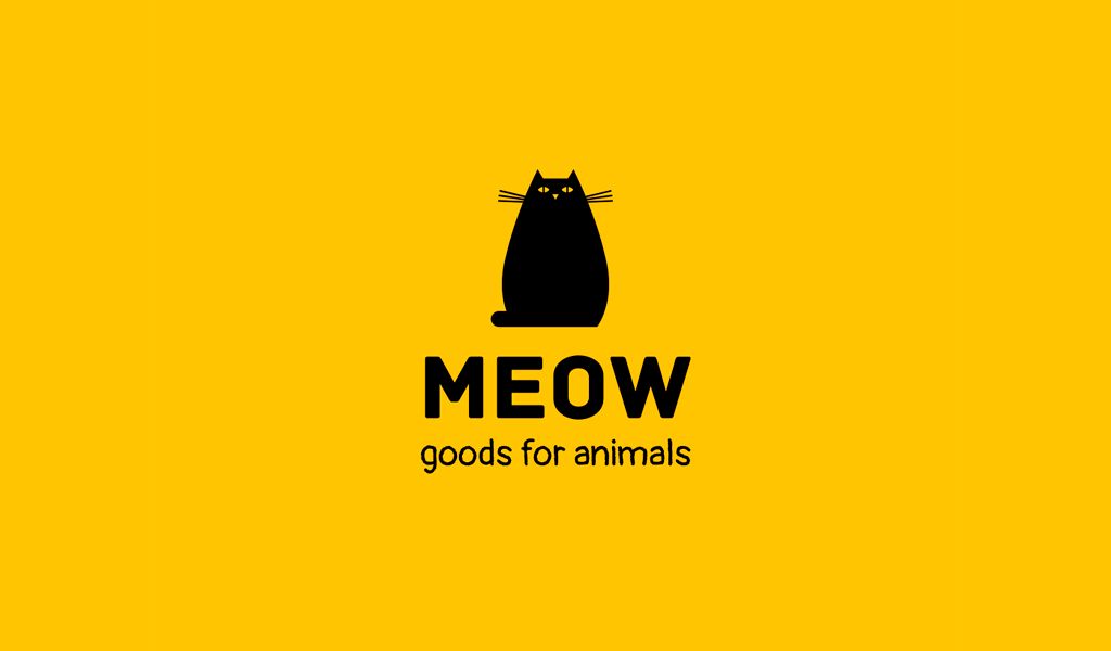 Милый черный кот логотип