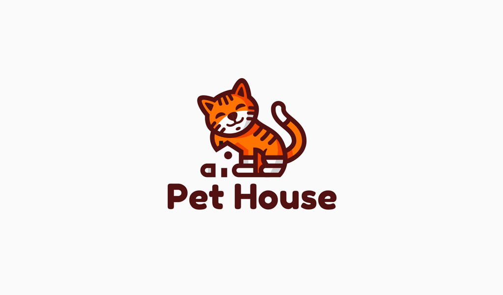 Милый полосатый кот логотип