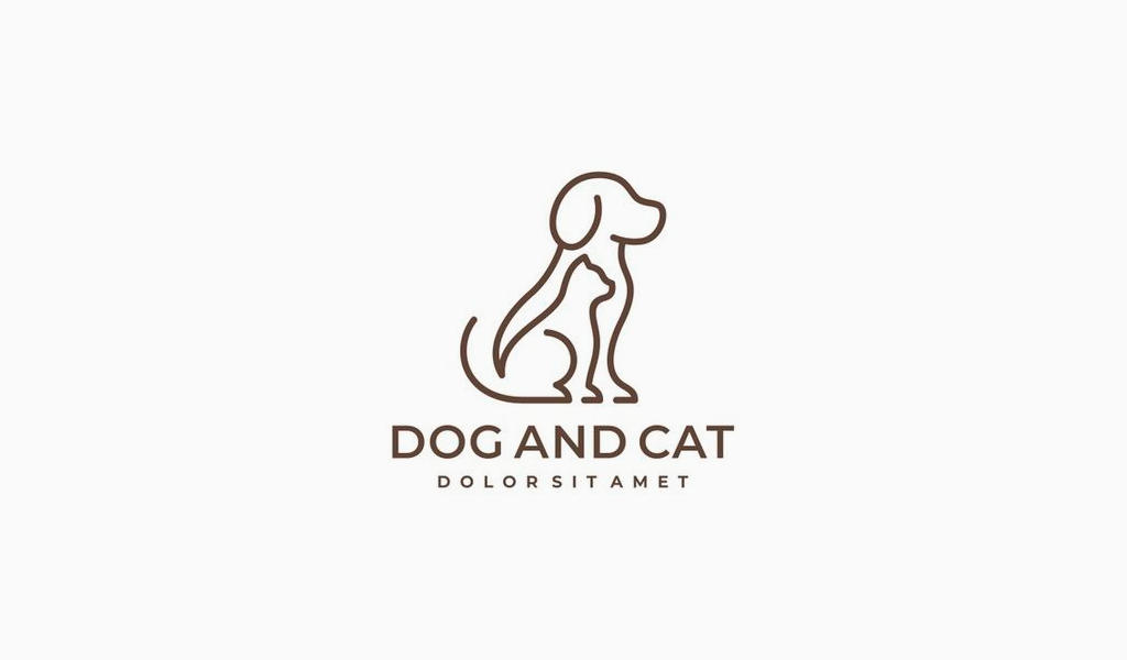 Кот и собака: линейный логотип