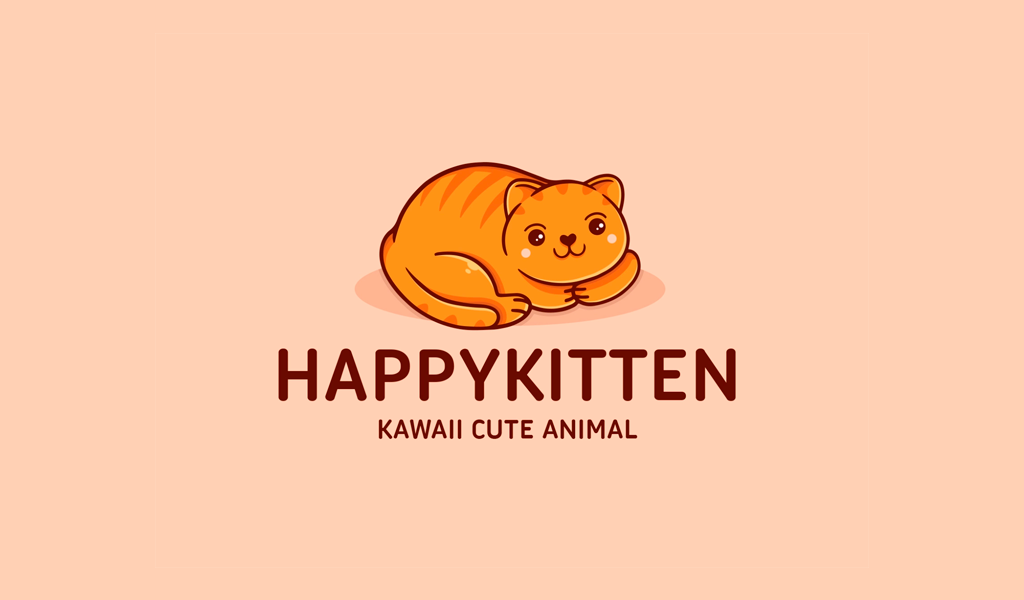Милый улыбающийся кот логотип