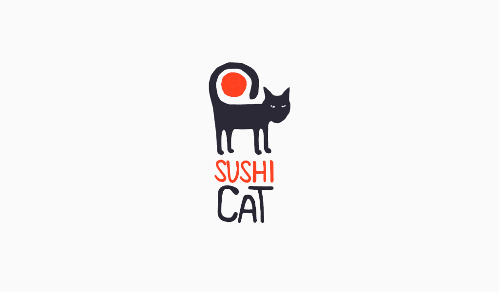Кот суши логотип