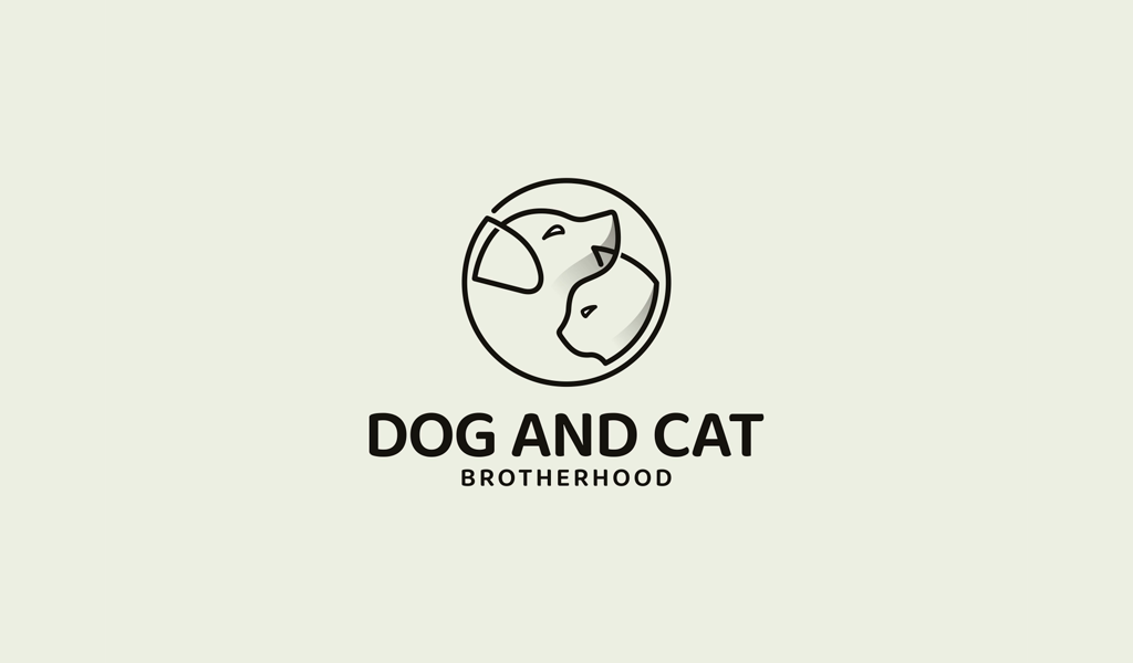 Собака и кот: минималистичный логотип