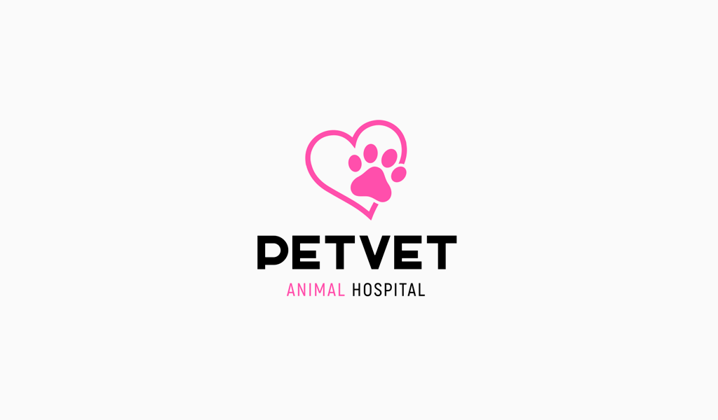 Логотип ветеринарной клиники: сердце и след