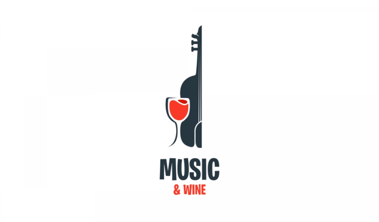 Logotipo con violín y vino