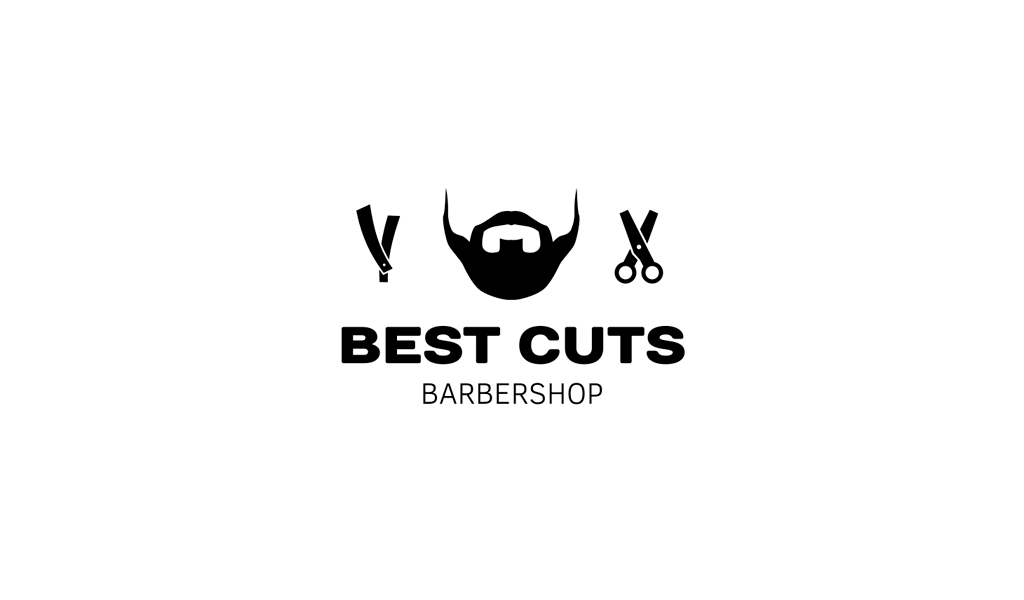 Logo del barbiere: forbici, barba