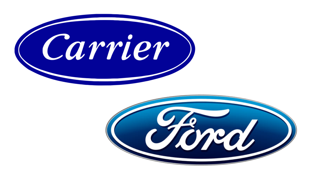Сравнение логотипов Carrier и Ford