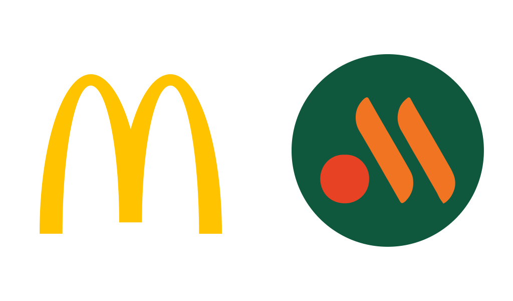 Сравнение логотипов Макдональдс и Вкусно и точка