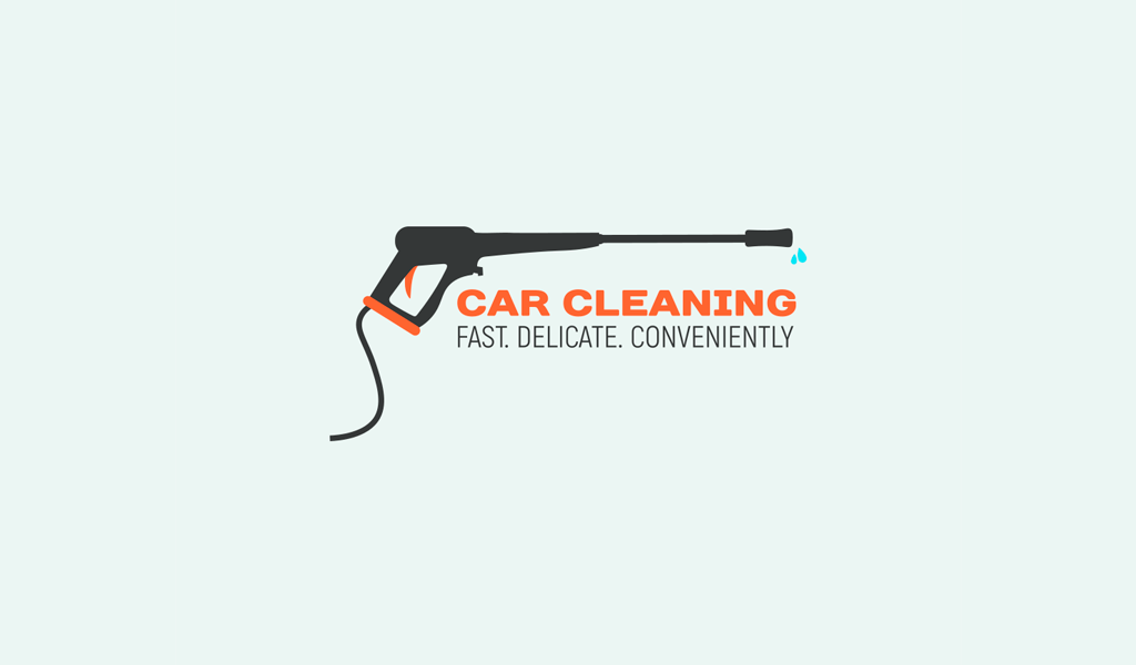 Logotipo de lavado de coches: pistola de lavado