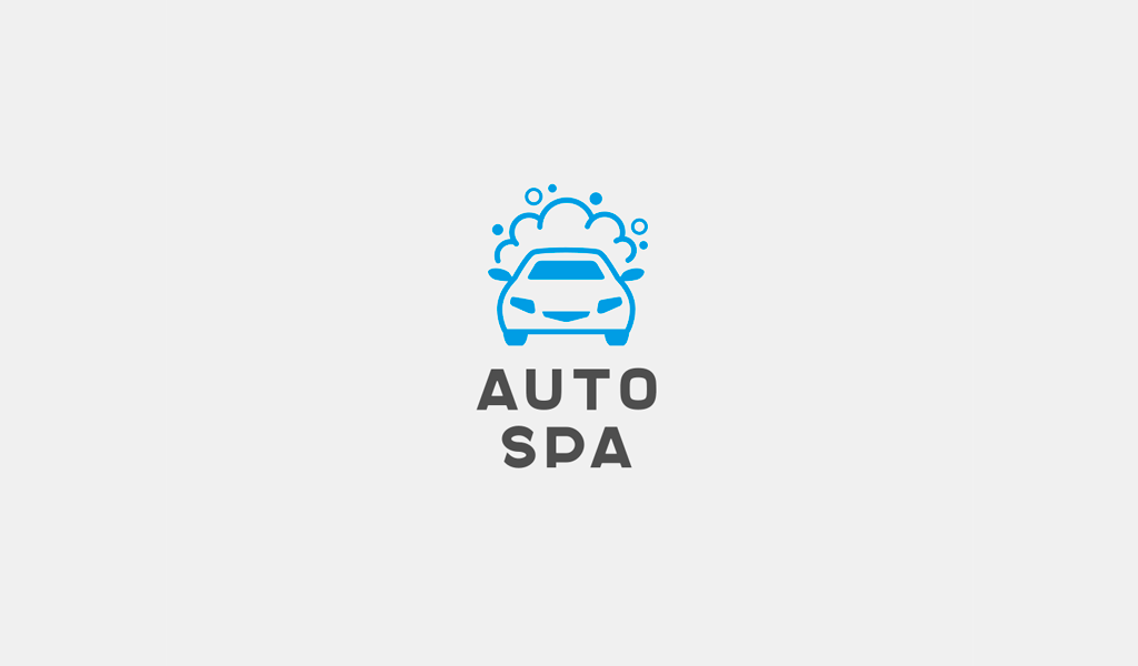 Autowaschanlagen-Logo: Auto, Blasen