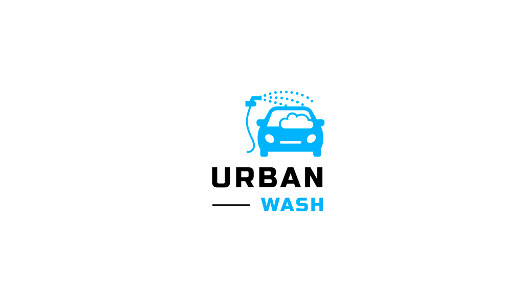 Car wash logo: car, hose