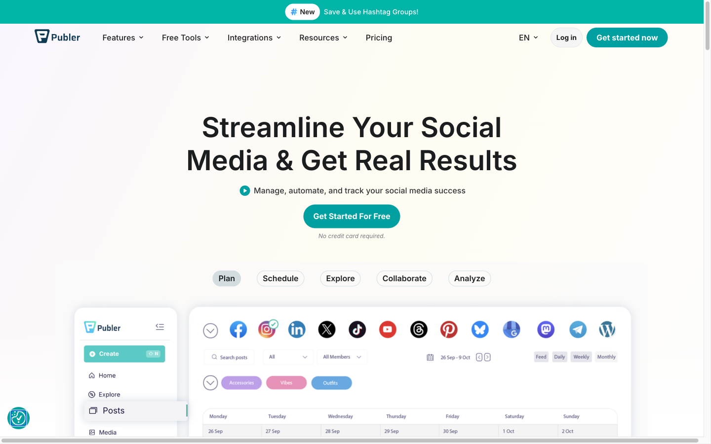 Publer с календарём контента для отложенного постинга